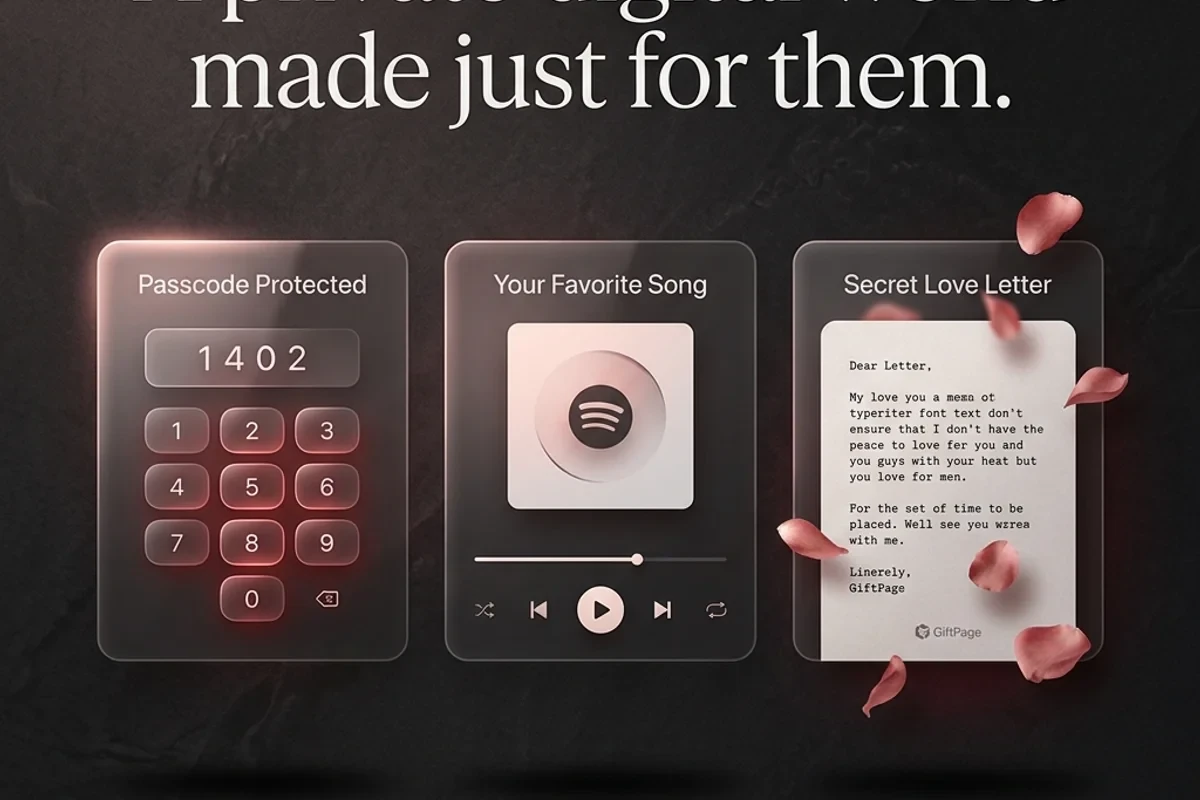 A private digital confession page with a passcode lock and music player